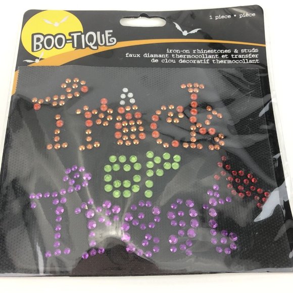 Halloween Boo-Tique Rhinestones & Studs Iron-On Transfer Trick Or Treat 4" x 5" - Picture 4 of 5